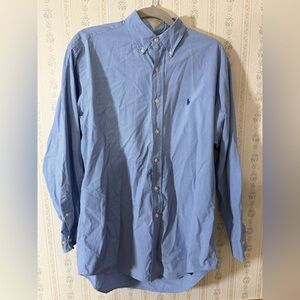 Ralph Lauren Men’s Button Down Shirt neck size 15.5 Blue Check pattern